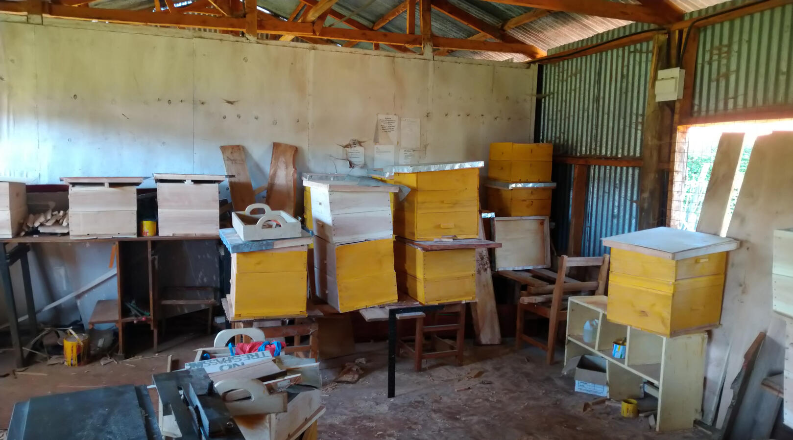 Making beehives as an income project at A-Kili.